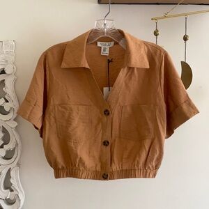 🪞 NEW short sleeve front pocket button top by Rachel Zoe